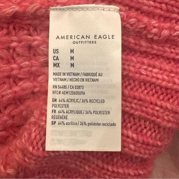 American Eagle Outfitters Pink V-Neck Sweater Size Medium Oversized Cozy Chunky - Picture 5 of 8